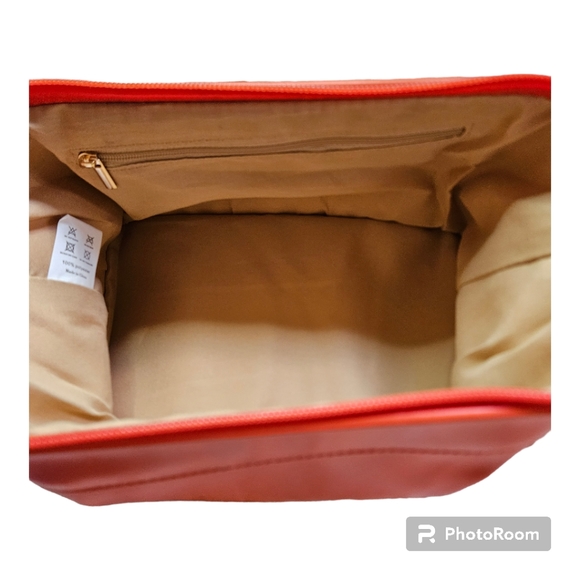 NWOT Abiudeng Makeup/Cosmetic/Travel Leather Orange Bag - Picture 5 of 8